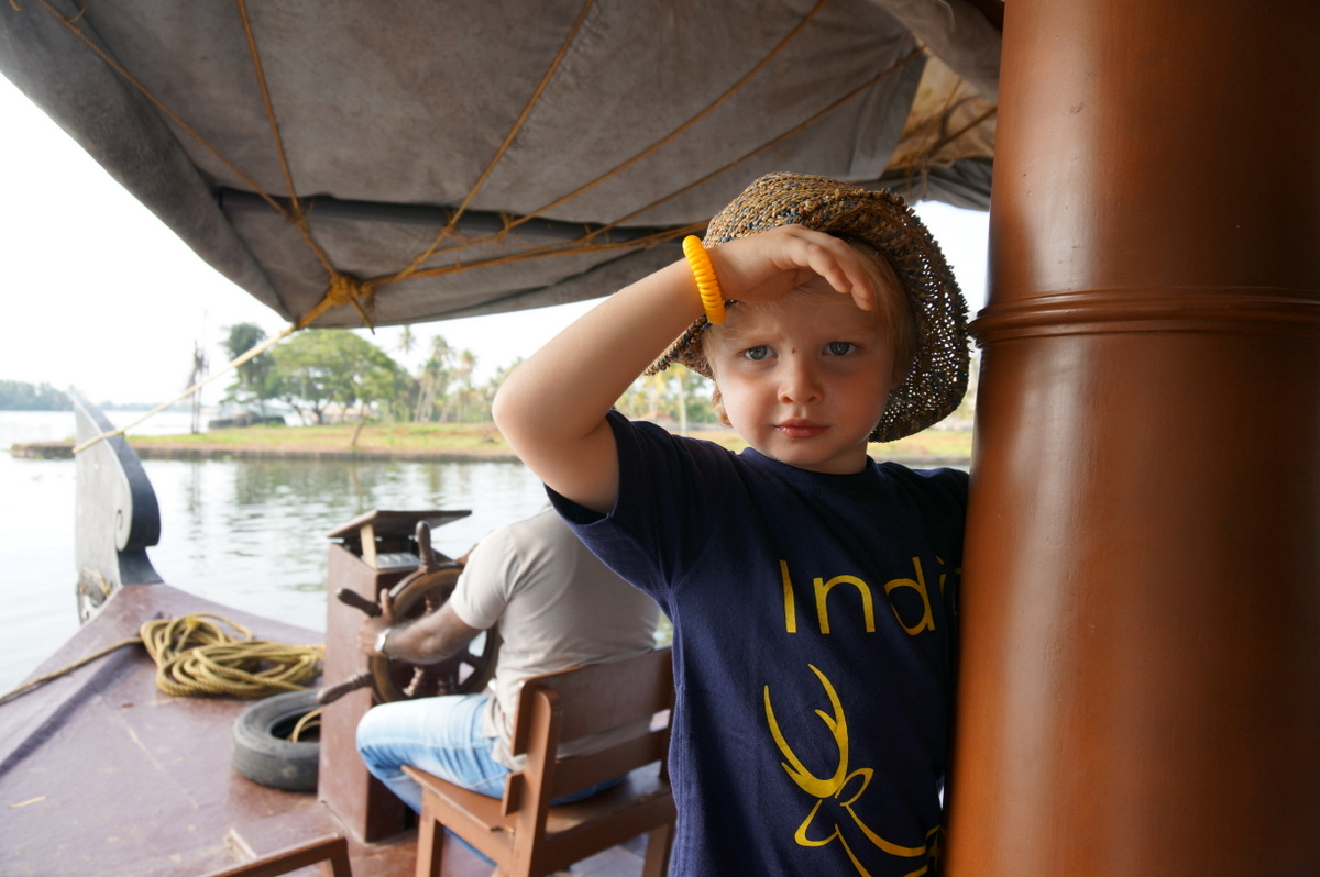 Cruising the backwaters of Kerala with kids