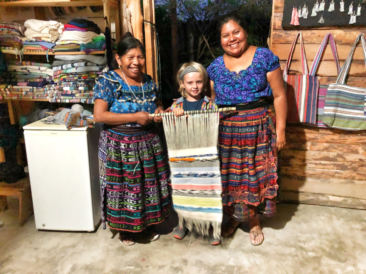 My son so happy with his own Guatemalan Weaving