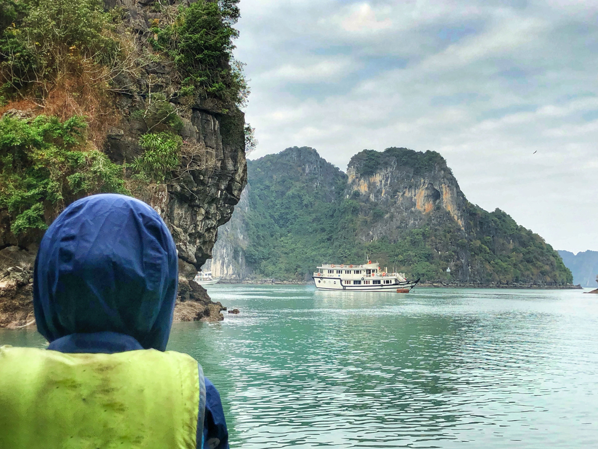 cruise the emerald waters of Halong Bay in Vietnam with kids