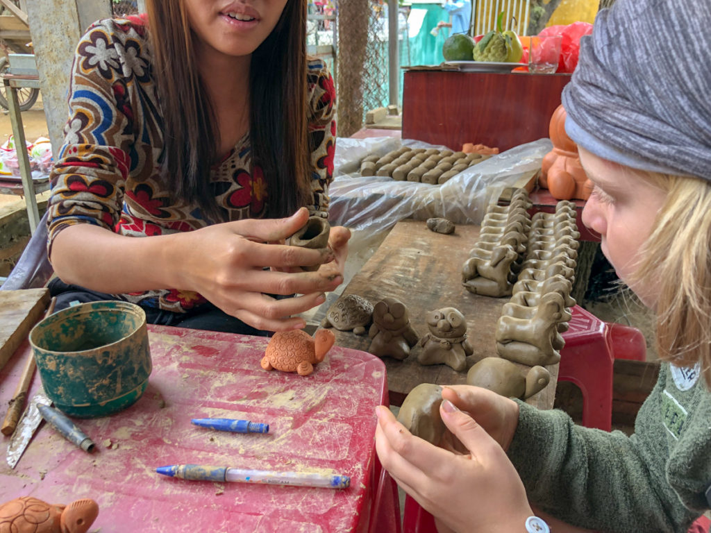 Making a pig at the Hoi An Pottery Village
