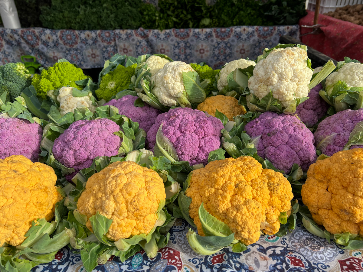 colorful cauliflower at the Pleasanton Farmers Market
