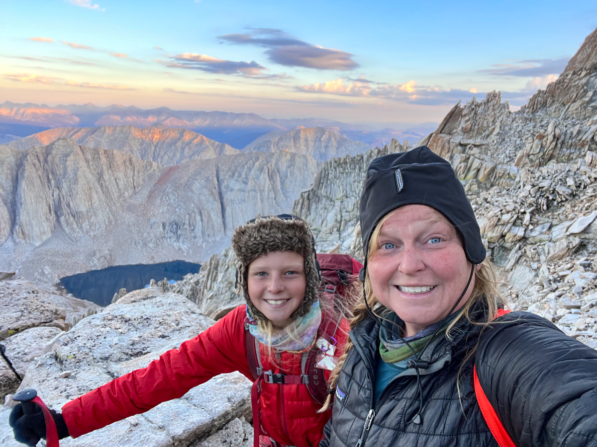 Mom and son hiking mt whitney
