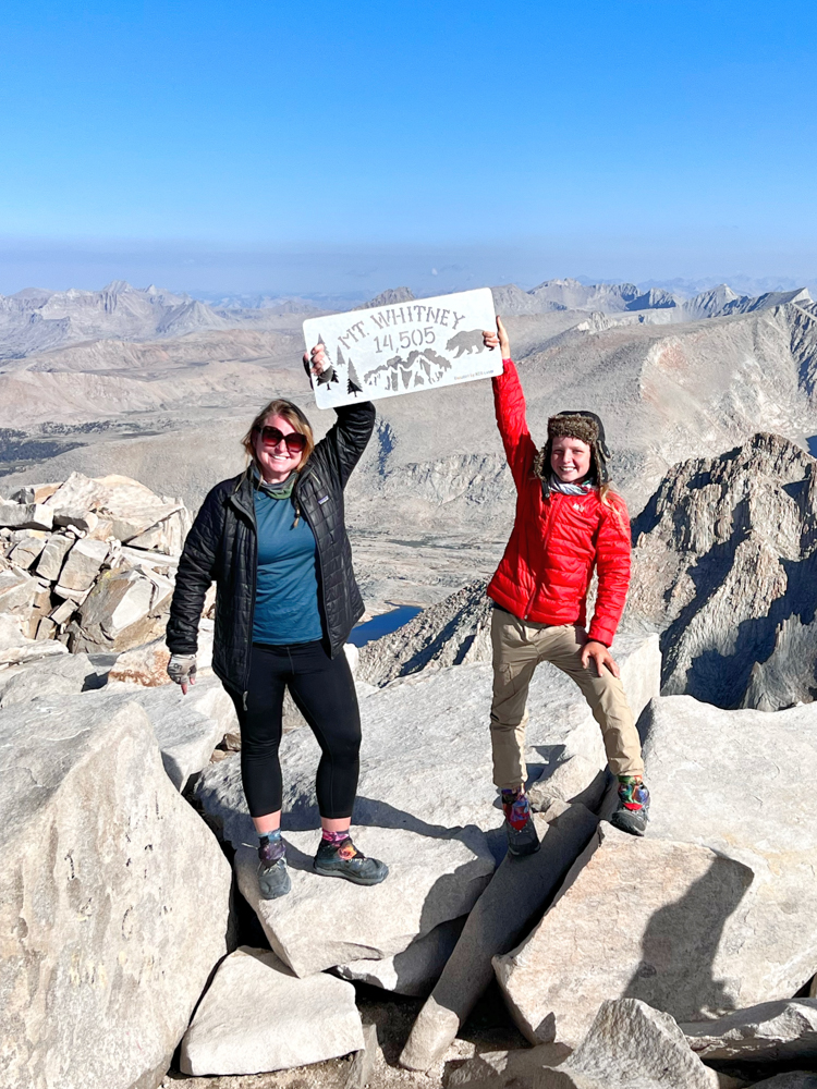 Mom and son at mt whitney with their favorite hiking gear for women and kids!