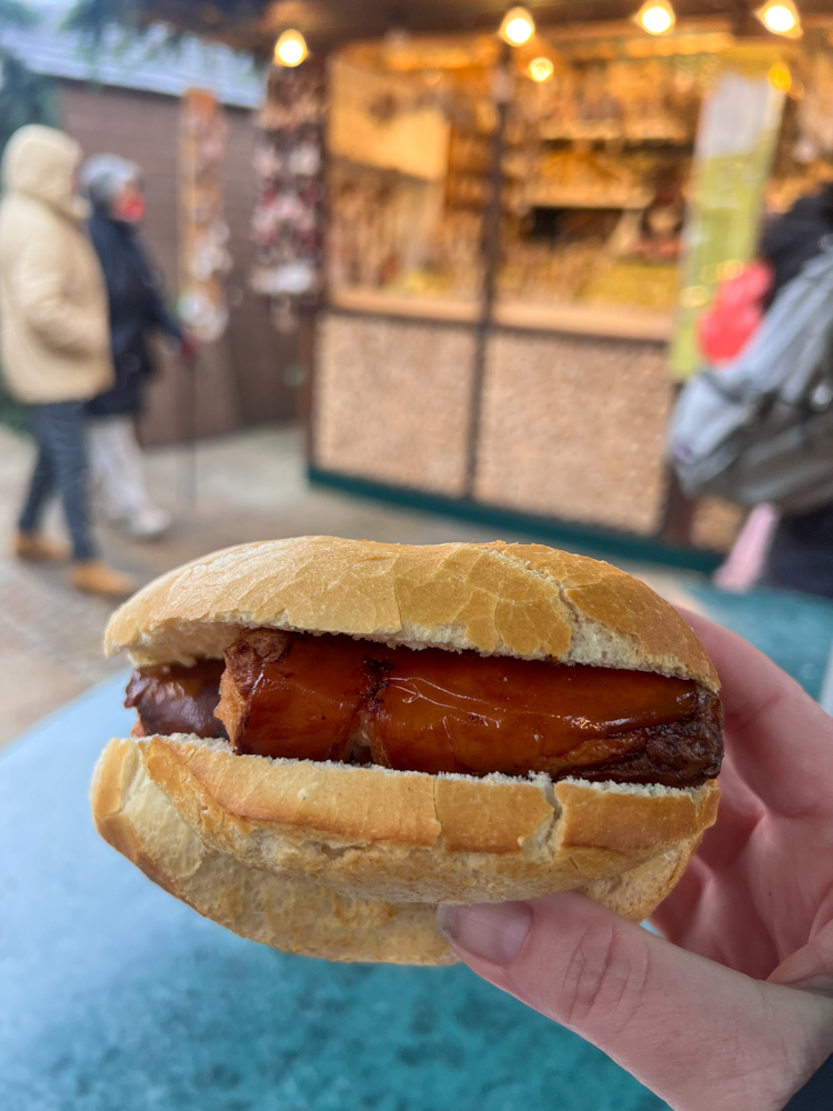 One of the best German Christmas market foods is Sausage