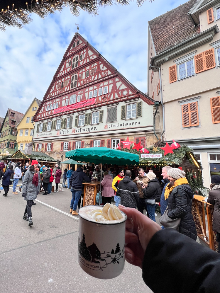 Having a hot chocolate in Esslingen Germany
