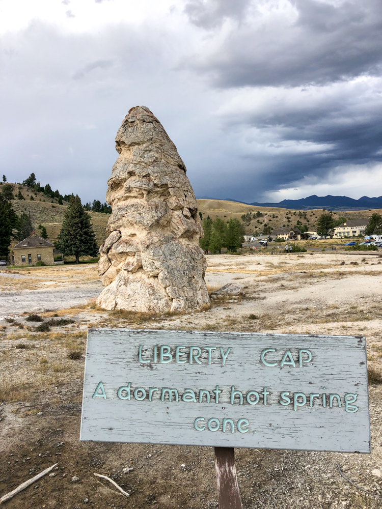 Liberty Cap at Mammoth Hot Springs is a Yellowstone National Park must see